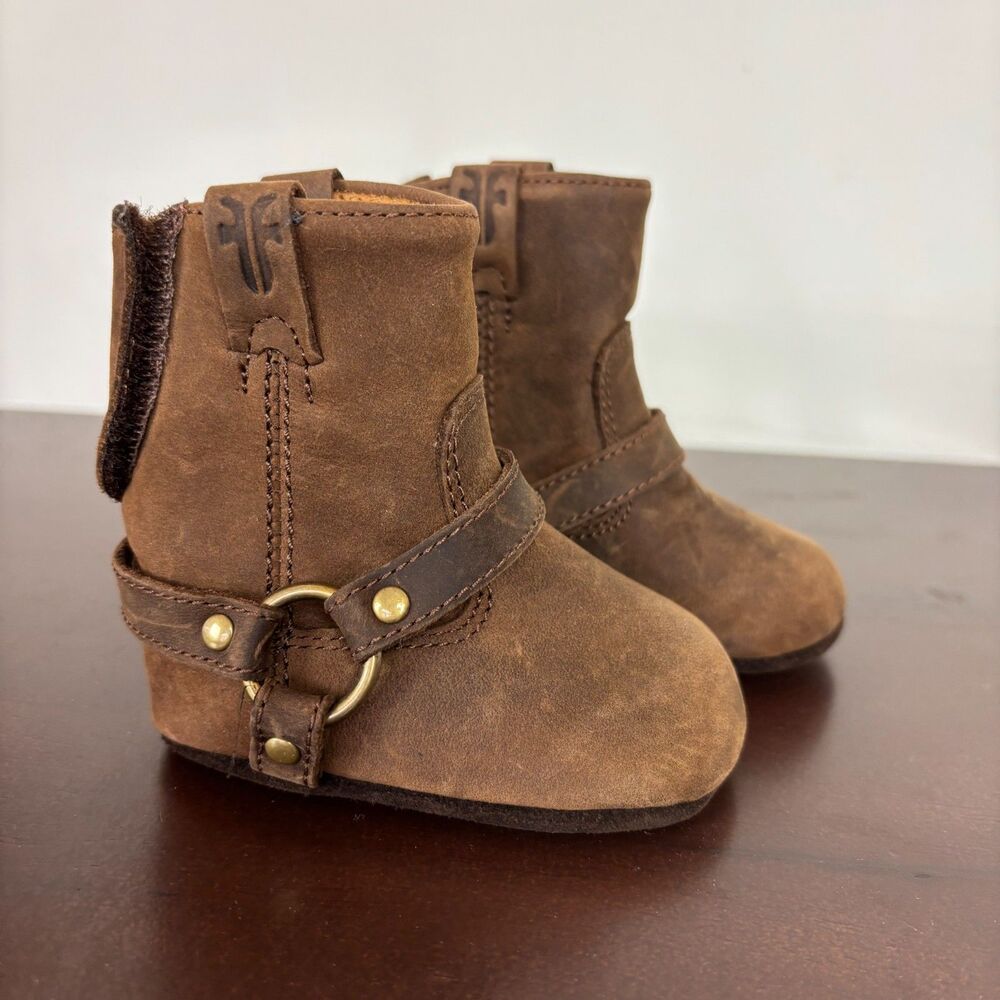 Frye Brown Harness Leather Riding Boots Baby Girl 1M 0-3 Months
